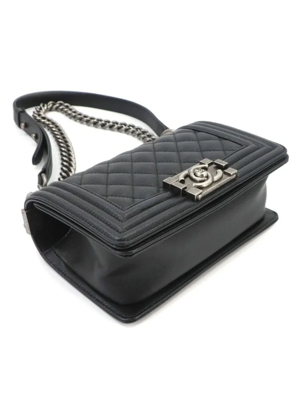 Chanel Boy Small Chain Shoulder Bag Caviar Leather Black